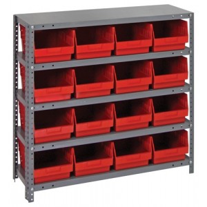 Quantum 6" store-more shelf bin units 12" x 36" x 39" Red