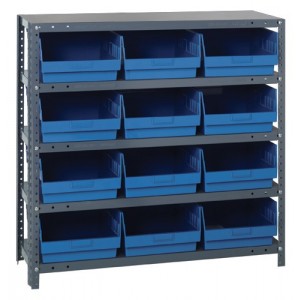 Quantum 6" store-more shelf bin units 12" x 36" x 39" Blue