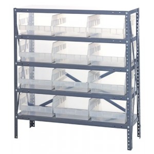 Clear-view quantum 6" store-more shelf bin units 