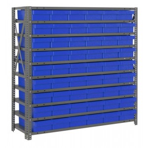 Open shelving systems with super tuff euro drawers 12" x 36" x 39" Blue