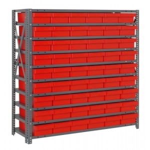 Open shelving systems with super tuff euro drawers 12" x 36" x 39" Red