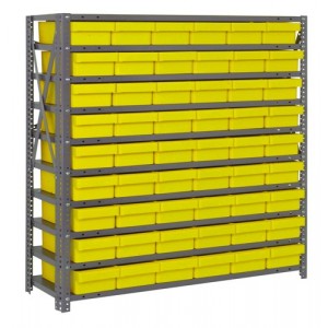 Open shelving systems with super tuff euro drawers 12" x 36" x 39" Yellow