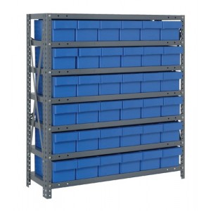 Open shelving systems with super tuff euro drawers 12" x 36" x 39" Blue