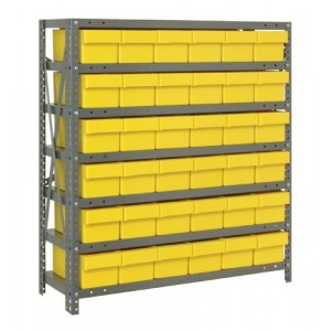 Open shelving systems with super tuff euro drawers 12" x 36" x 39" Yellow