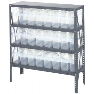 Quantum clear-view 8" store-max shelf bin units 