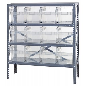 Quantum clear-view 8" store-max shelf bin units 