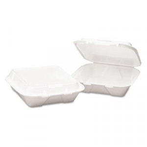Snap-it Foam Hinged Lid Containers, 3-Comp, 9.25x9.25x3, White