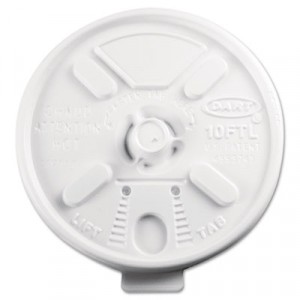 Lift N' Lock Plastic Hot Cup Lids, Fits 10-oz. Cups, White