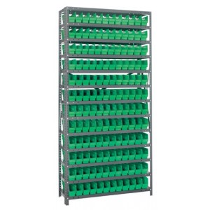 Quantum shelf bin units 12" x 36" x 75" Green