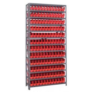 Quantum shelf bin units 12" x 36" x 75" Red