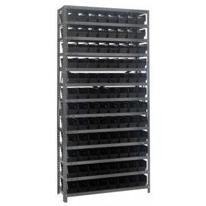 Quantum shelf bin units 12" x 36" x 75" Black