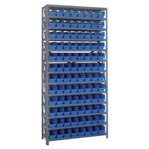 Quantum shelf bin units 12" x 36" x 75" Blue