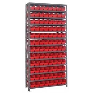 Quantum shelf bin units 12" x 36" x 75" Red