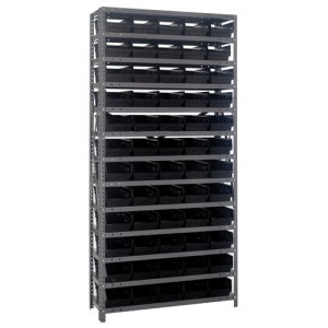 Quantum shelf bin units 12" x 36" x 75" Black