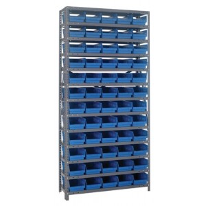 Quantum shelf bin units 12" x 36" x 75" Blue