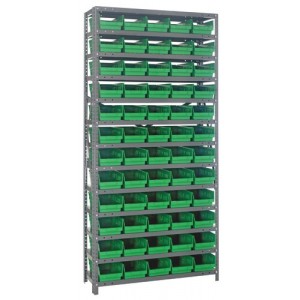 Quantum shelf bin units 12" x 36" x 75" Green