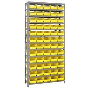 Quantum shelf bin units 12" x 36" x 75" Yellow