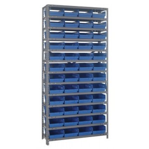 Quantum shelf bin units 12" x 36" x 75" Blue