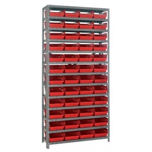 Quantum shelf bin units 12" x 36" x 75" Red