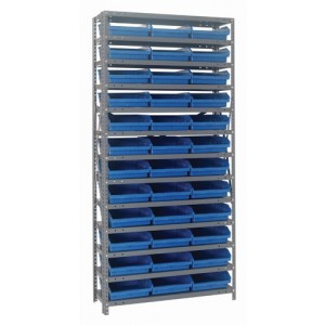 Quantum shelf bin units 12" x 36" x 75" Blue