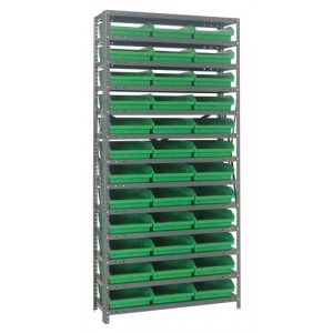 Quantum shelf bin units 12" x 36" x 75" Green