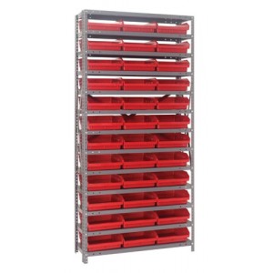 Quantum shelf bin units 12" x 36" x 75" Red