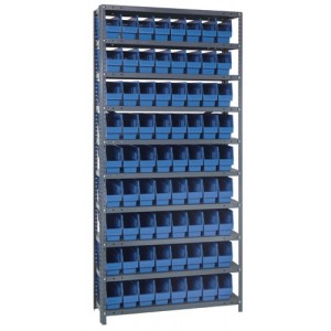 Steel Shelving Shelf Bin System 12" x 36" x 75" Blue