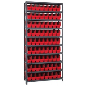 Steel Shelving Shelf Bin System 12" x 36" x 75" Red