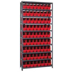 Steel Shelving Shelf Bin System 18" x 36" x 75" Red