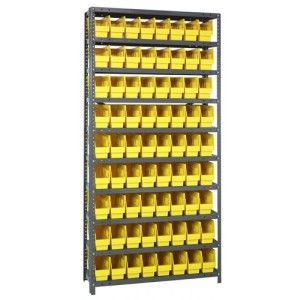 Steel Shelving Shelf Bin System 12" x 36" x 75" Yellow