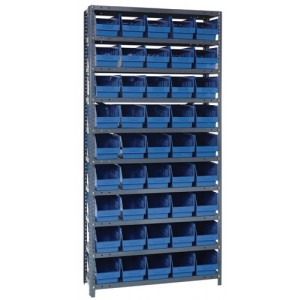 Steel Shelving Shelf Bin System 12" x 36" x 75" Blue