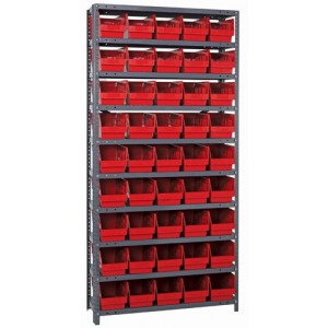 Steel Shelving Shelf Bin System 18" x 36" x 75" Red