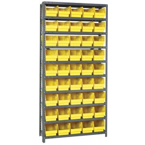 Steel Shelving Shelf Bin System 12" x 36" x 75" Yellow