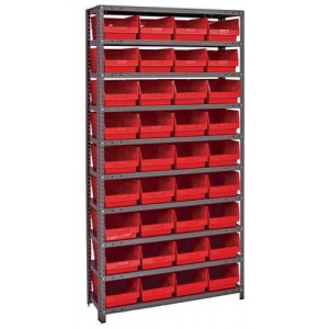Steel Shelving Shelf Bin System 18" x 36" x 75" Red
