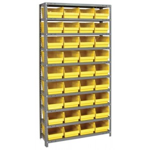 Steel Shelving Shelf Bin System 12" x 36" x 75" Yellow