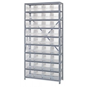 Clear-view quantum 6" store-more shelf bin units 