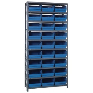 Steel Shelving Shelf Bin System 12" x 36" x 75" Blue