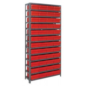 Euro Drawers Shelving System 12" x 36" x 75" Red