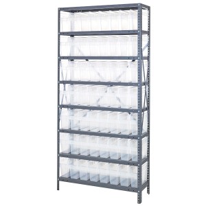 Quantum clear-view 8" store-max shelf bin units 