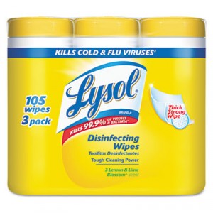 Disinfecting Wipes, 7"" x 8"", White, Lemon and Lime Blossom Scent
