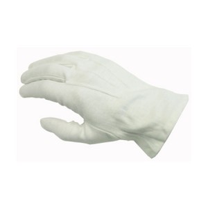100% Cotton Dress Gloves, Wht., Open Cuff Size Large