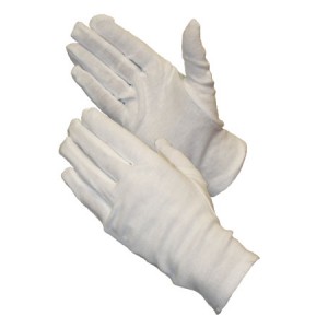 100% Cotton Dress Gloves, Wht., No Raised Stitching on Back Size Small