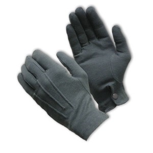 100% Cotton Dress Gloves, Gry., Snap Wrist Closure