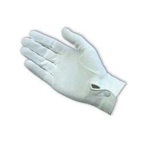 100% Cotton Dress Gloves, Wht., Snap Wrist Closure Size Large