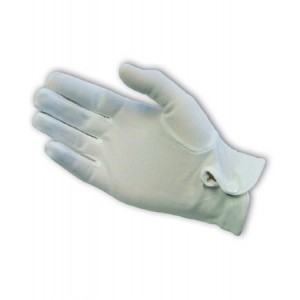 100% Stretch Nylon Dress Glove, Wht., Snap Closure
