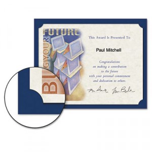 Certificate Holder, 12x9-1/2, Navy, Linen, 105 lbs., 10/Pack