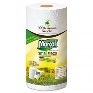 Premium Recycled Mega Roll Paper Towels, White