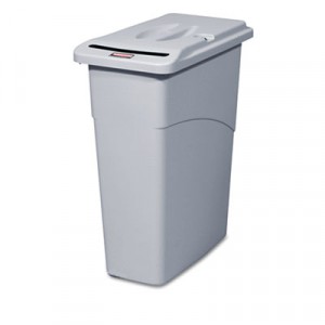 Slim Jim Confidential Receptacle w/Lid, Rectangle, 23gal, Light Gray