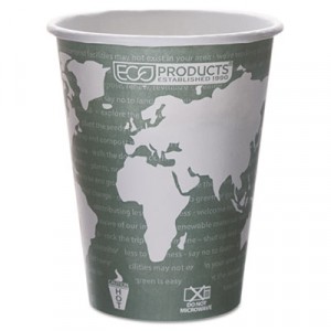 World Art Renewable Resource Compostable Hot Cups, 12 oz, Green