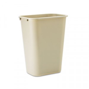 Deskside Plastic Wastebasket, Rectangular, 10 1/4 gal, Beige